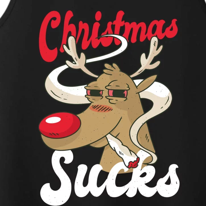 Christmas Sucks Funny Stoner Weedhead Pothead Xmas Design Gift Performance Tank