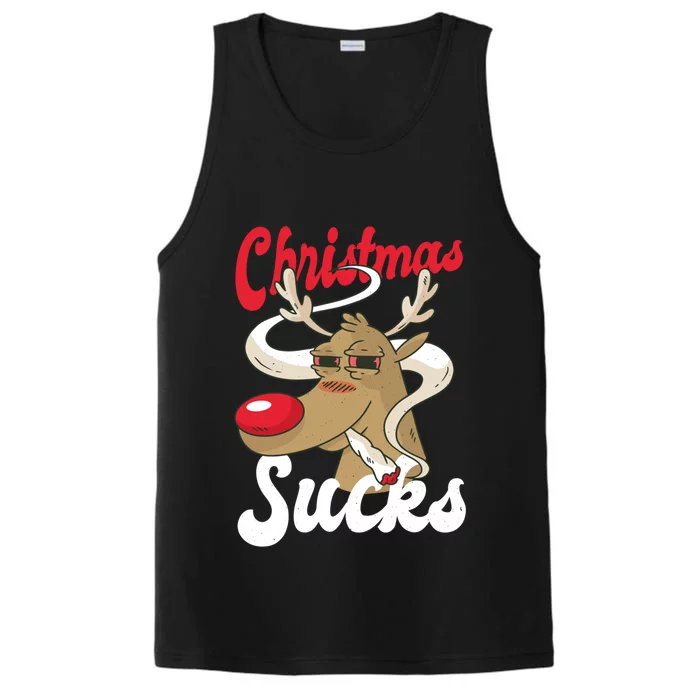 Christmas Sucks Funny Stoner Weedhead Pothead Xmas Design Gift Performance Tank