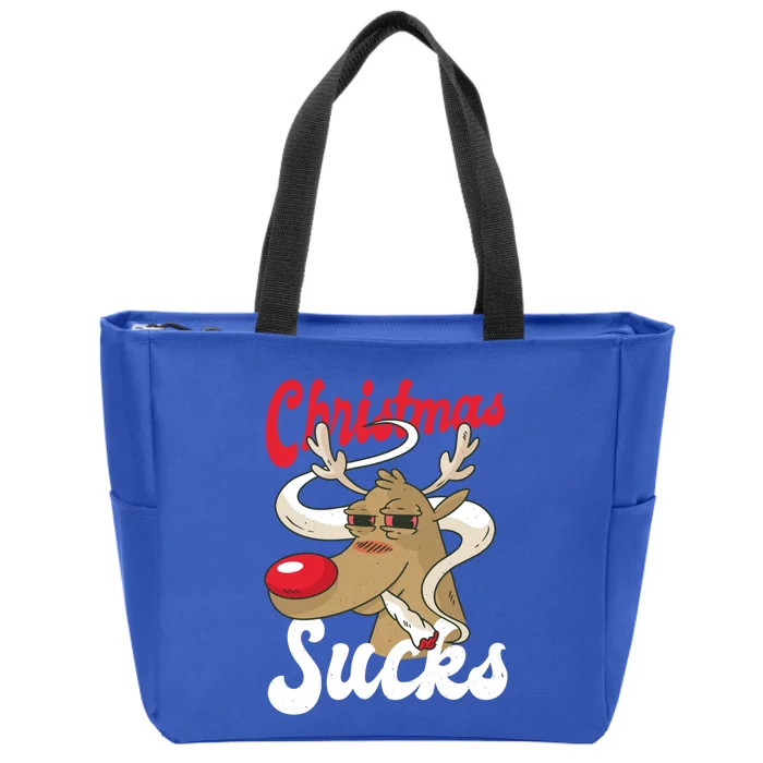 Christmas Sucks Funny Stoner Weedhead Pothead Xmas Design Gift Zip Tote Bag