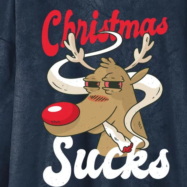 Christmas Sucks Funny Stoner Weedhead Pothead Xmas Design Gift Hooded Wearable Blanket