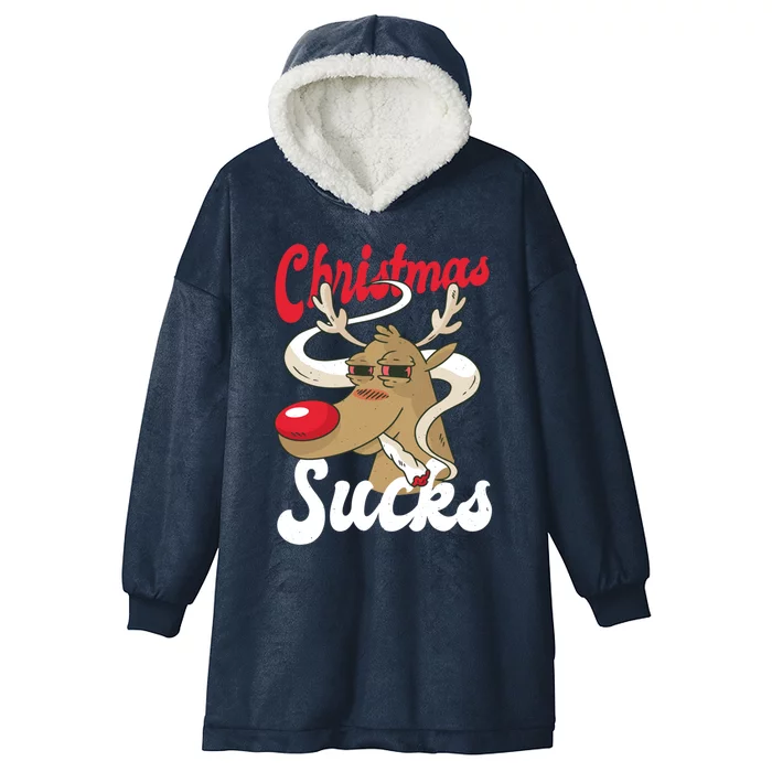 Christmas Sucks Funny Stoner Weedhead Pothead Xmas Design Gift Hooded Wearable Blanket