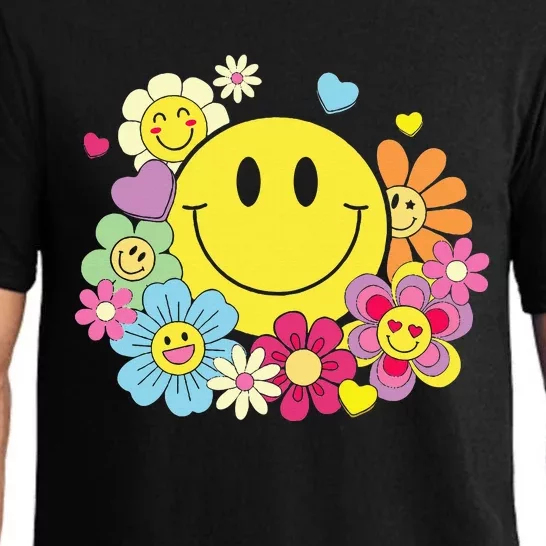 Cute Smile Face Flower Happy Face Flowers Heart Pajama Set