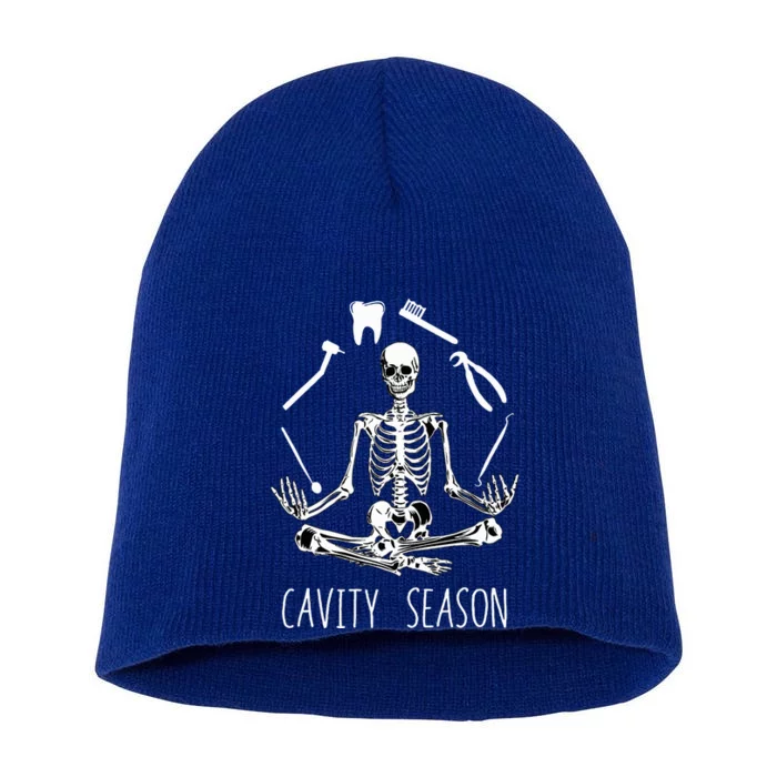 Cavity Season Funny Dentist Skeleton Halloween Dental Short Acrylic Beanie