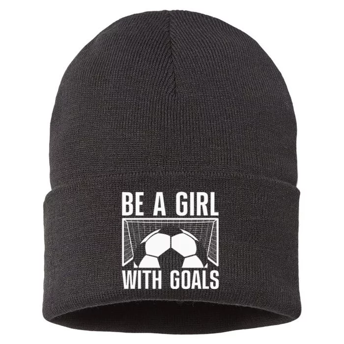 Cool Soccer Football Soccer Lovers Sayings Sustainable Knit Beanie