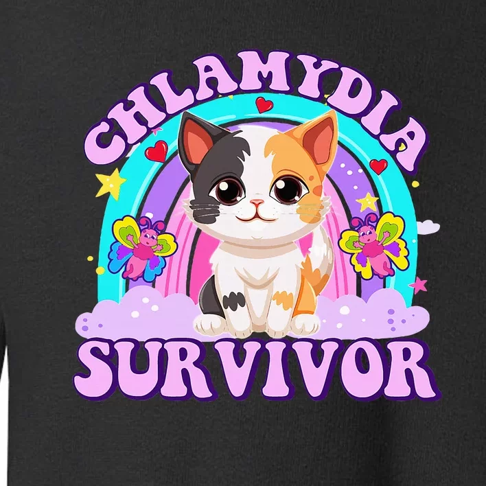 Chlamydia Survivor Funny Cat Sarcastic Inappropriate Toddler Sweatshirt