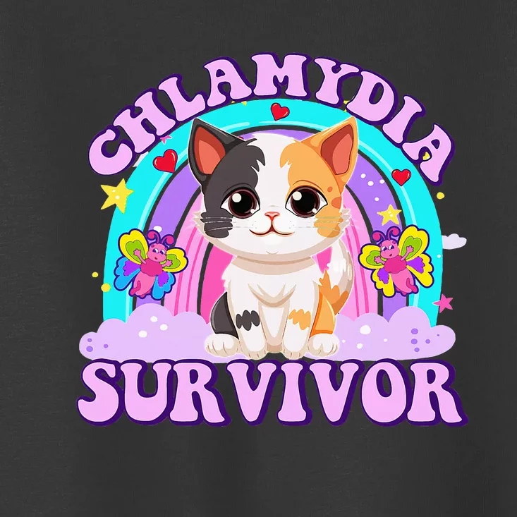 Chlamydia Survivor Funny Cat Sarcastic Inappropriate Toddler T-Shirt