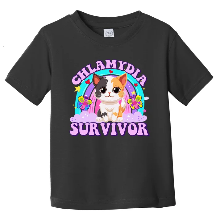 Chlamydia Survivor Funny Cat Sarcastic Inappropriate Toddler T-Shirt