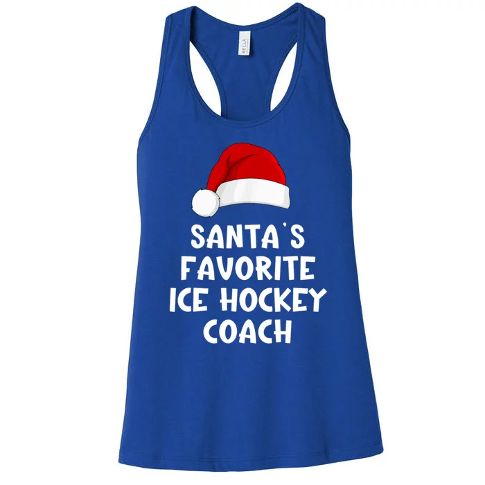 Christmas Santas Favorite Ice Hockey Coach Funny Xmas Pajama Women's Racerback Tank