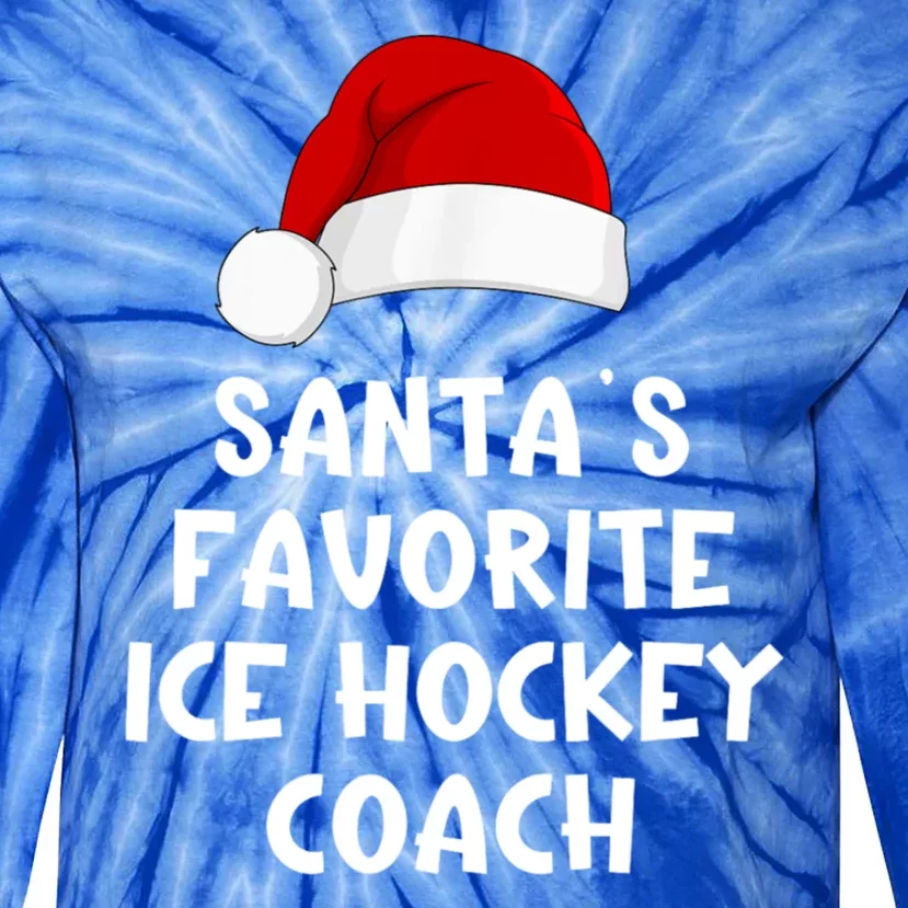 Christmas Santas Favorite Ice Hockey Coach Funny Xmas Pajama Tie-Dye Long Sleeve Shirt