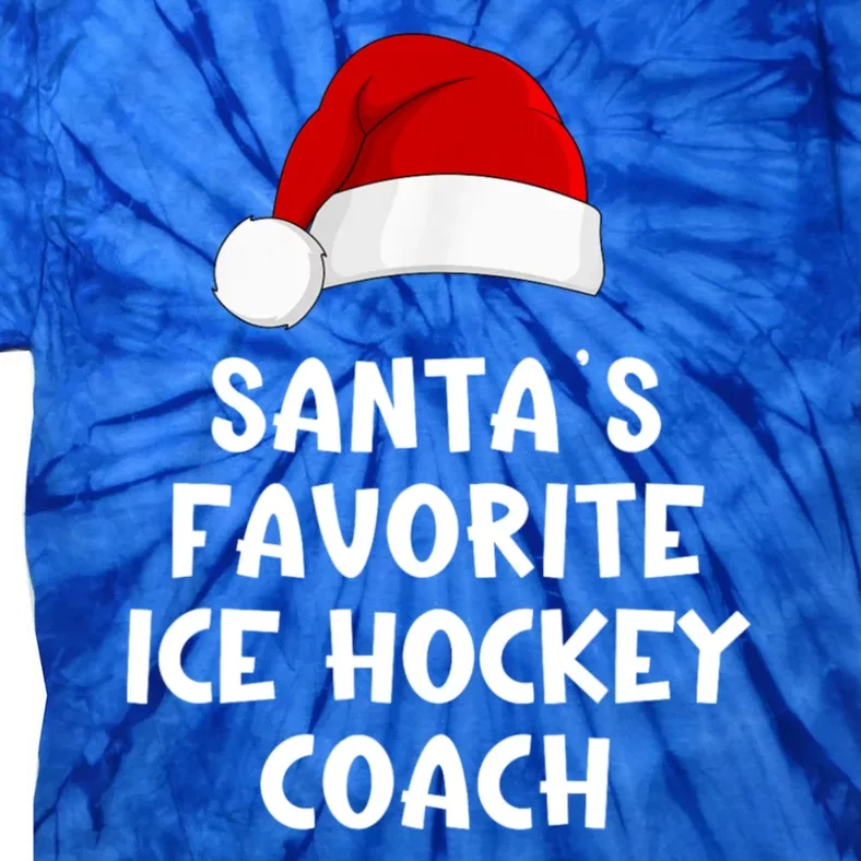 Christmas Santas Favorite Ice Hockey Coach Funny Xmas Pajama Tie-Dye T-Shirt