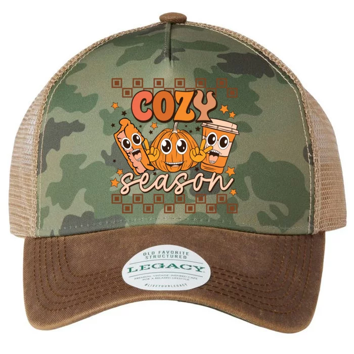 Cozy Season Fall Vibes Autumn Season Thanksgiving Pumpkin Spice Funny Legacy Tie Dye Trucker Hat