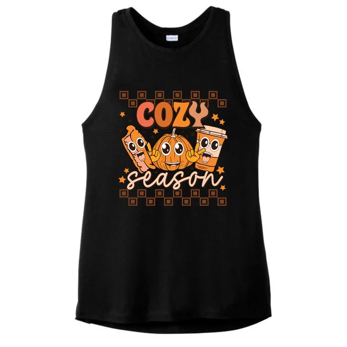 Cozy Season Fall Vibes Autumn Season Thanksgiving Pumpkin Spice Funny Ladies Tri-Blend Wicking Tank