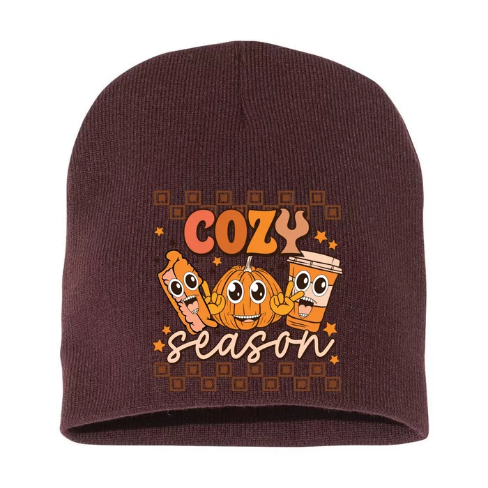 Cozy Season Fall Vibes Autumn Season Thanksgiving Pumpkin Spice Funny Short Acrylic Beanie