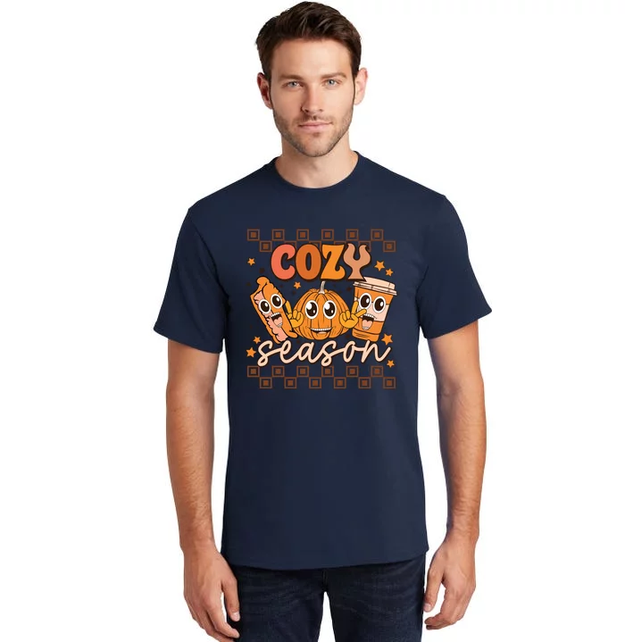 Cozy Season Fall Vibes Autumn Season Thanksgiving Pumpkin Spice Funny Tall T-Shirt