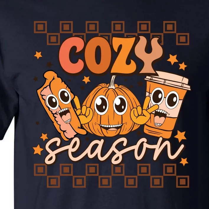 Cozy Season Fall Vibes Autumn Season Thanksgiving Pumpkin Spice Funny Tall T-Shirt