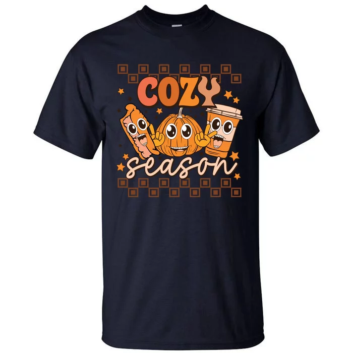 Cozy Season Fall Vibes Autumn Season Thanksgiving Pumpkin Spice Funny Tall T-Shirt