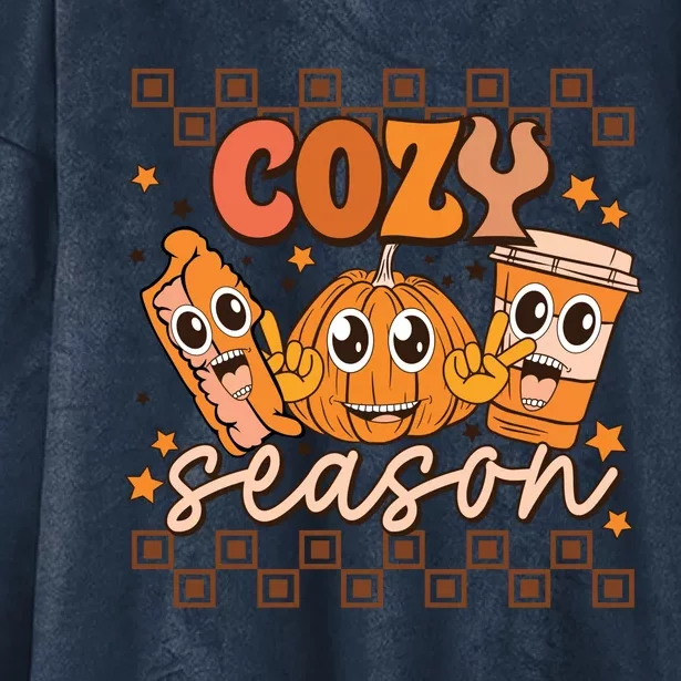 Cozy Season Fall Vibes Autumn Season Thanksgiving Pumpkin Spice Funny Hooded Wearable Blanket