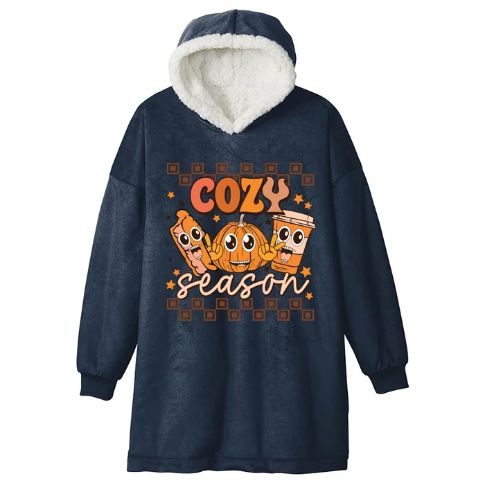 Cozy Season Fall Vibes Autumn Season Thanksgiving Pumpkin Spice Funny Hooded Wearable Blanket