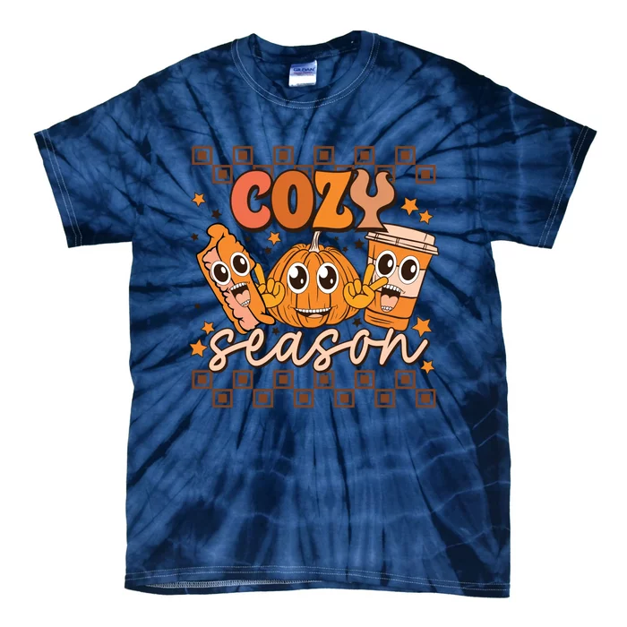 Cozy Season Fall Vibes Autumn Season Thanksgiving Pumpkin Spice Funny Tie-Dye T-Shirt