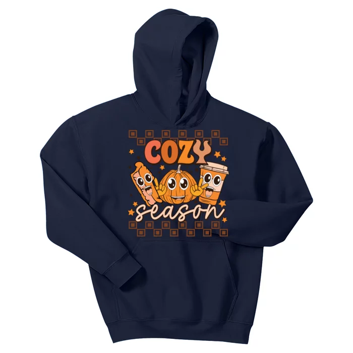 Cozy Season Fall Vibes Autumn Season Thanksgiving Pumpkin Spice Funny Kids Hoodie