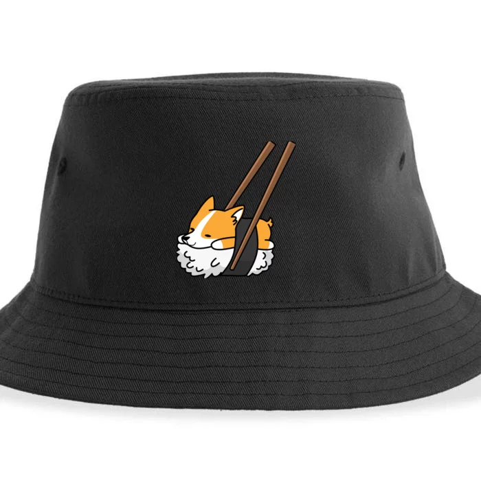 Corgi Sushi Funny Dog Gift Sustainable Bucket Hat