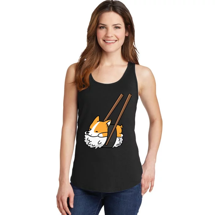 Corgi Sushi Funny Dog Gift Ladies Essential Tank