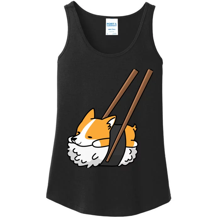 Corgi Sushi Funny Dog Gift Ladies Essential Tank