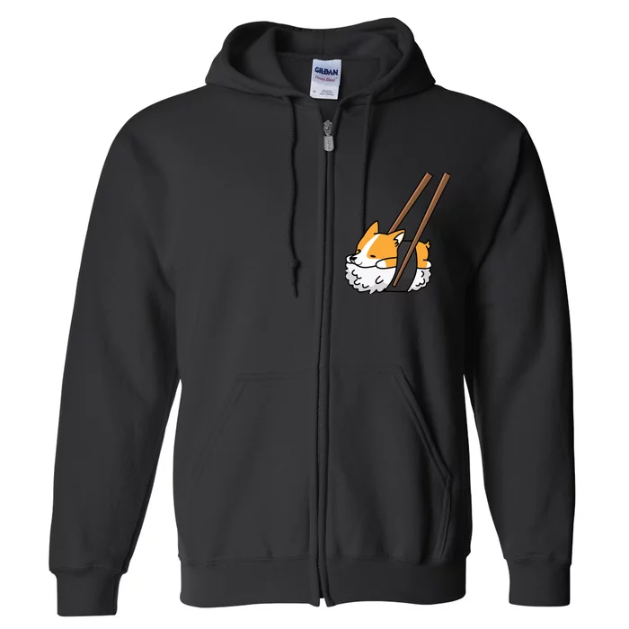 Corgi Sushi Funny Dog Gift Full Zip Hoodie