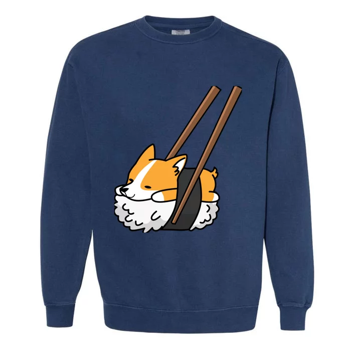 Corgi Sushi Funny Dog Gift Garment-Dyed Sweatshirt