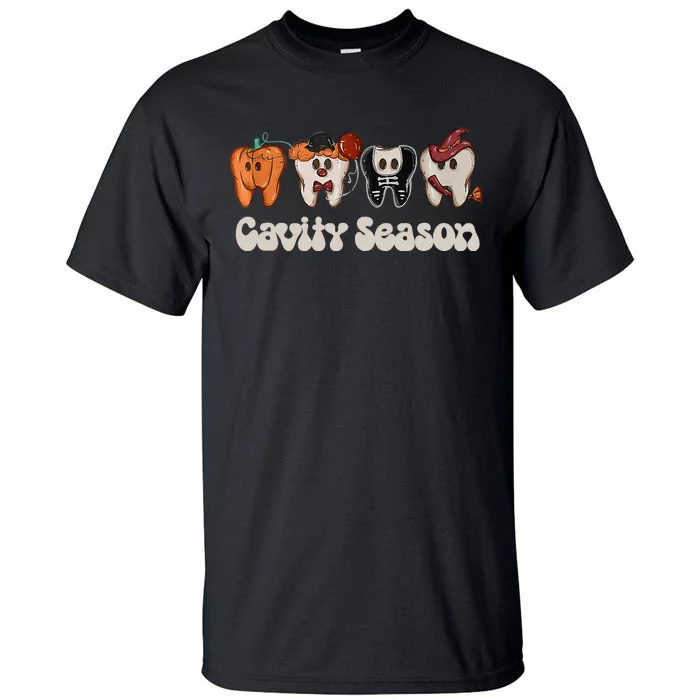 Cavity Season Funny Dental Halloween Teeth Dentist Tall T-Shirt