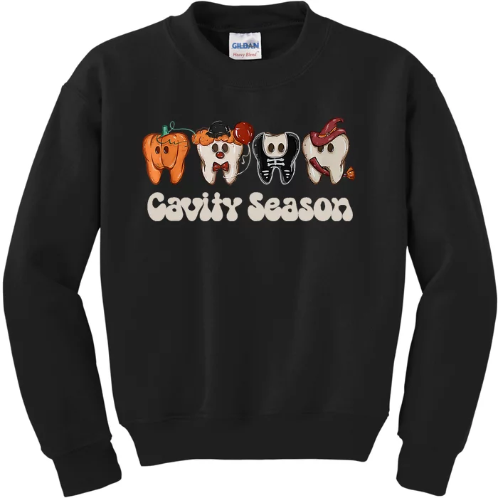 Cavity Season Funny Dental Halloween Teeth Dentist Kids Sweatshirt