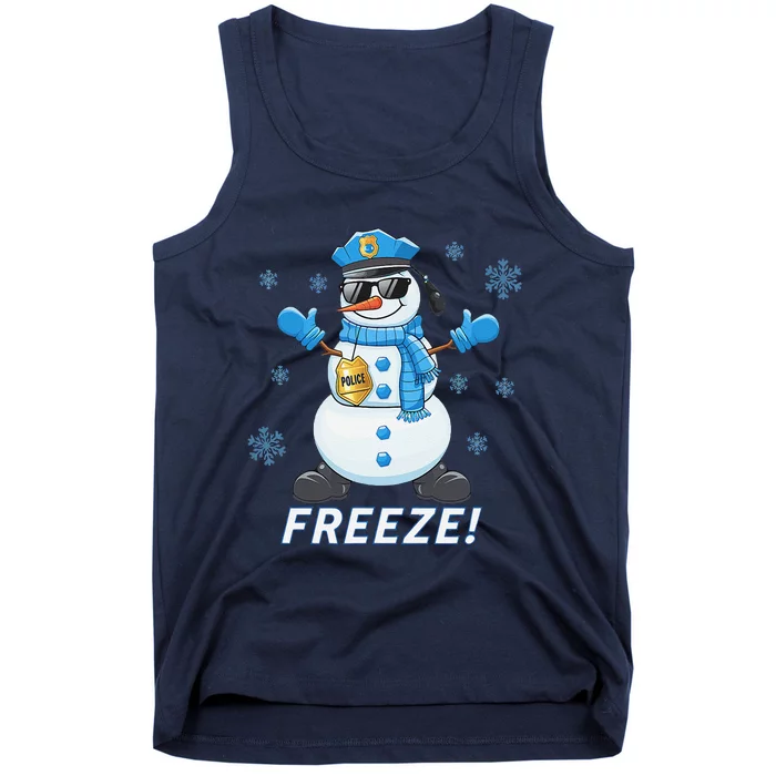 Cop Snowman Freeze Christmas Party Xmas Tank Top