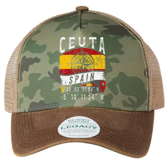 Ceuta Spain Flag Gps Coordinates Of Ceuta Legacy Tie Dye Trucker Hat