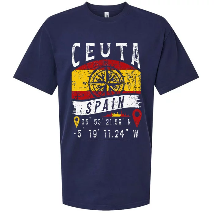 Ceuta Spain Flag Gps Coordinates Of Ceuta Sueded Cloud Jersey T-Shirt