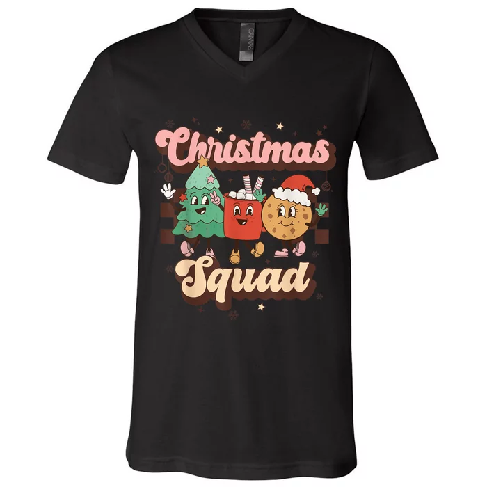 Christmas Squad Funny Family Matching Shirt Retro Christmas V-Neck T-Shirt