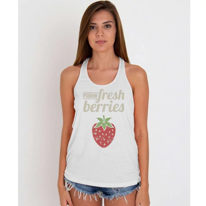 Cute Strawberry Farm Funny Strawberry Farming Women's Knotted Racerback Tank