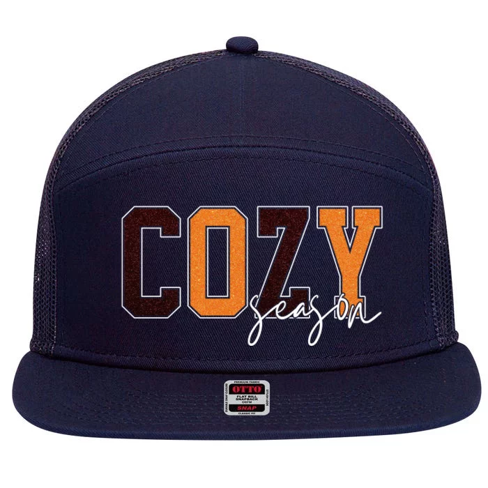 Cozy Season Fall Lover 7 Panel Mesh Trucker Snapback Hat