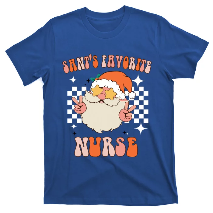 Cute Santas Favorite Nurse Groovy Retro Christmas Nurse Meaningful Gift T-Shirt