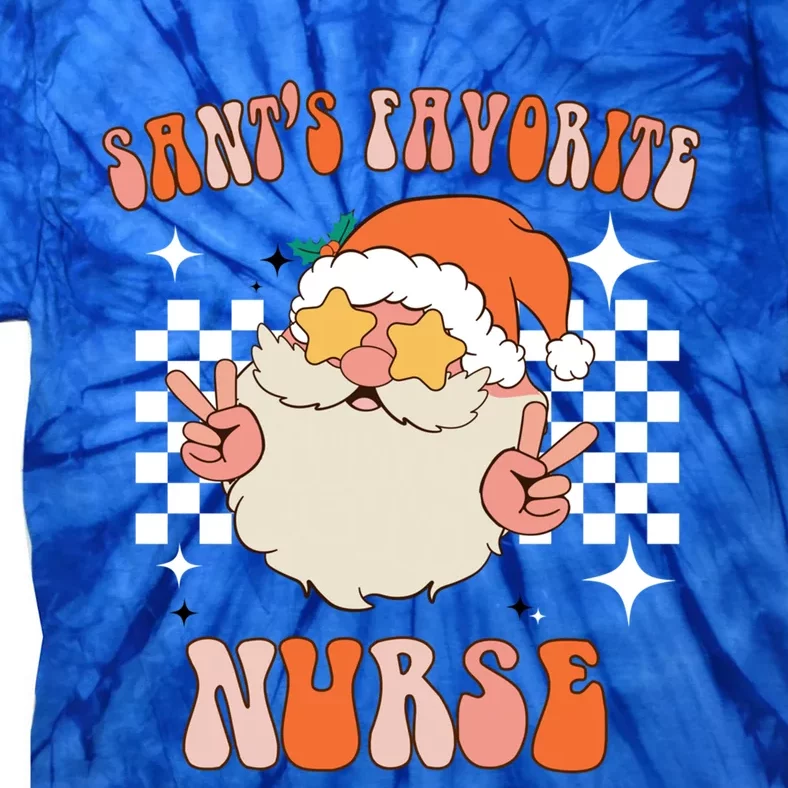 Cute Santas Favorite Nurse Groovy Retro Christmas Nurse Meaningful Gift Tie-Dye T-Shirt