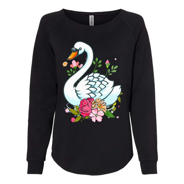 Cool Swan For   Swans Floral Waterfowl Bird Flower Womens California Wash Sweatshirt