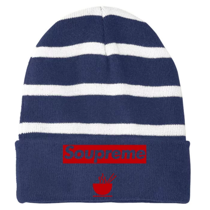 Charles Soupreme Funny Soupreme Logo Striped Beanie with Solid Band