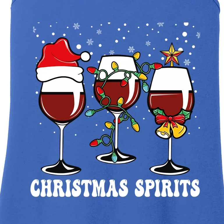 Christmas Spirits Funny Glasses Of Wine Santa Hat Reindeer Gift Ladies Essential Tank