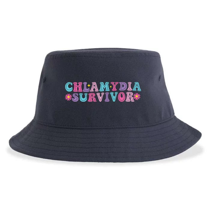 Chlamydia Survivor Funny Groovy Sarcastic Inappropriate Sustainable Bucket Hat