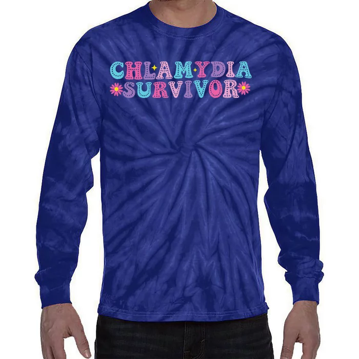 Chlamydia Survivor Funny Groovy Sarcastic Inappropriate Tie-Dye Long Sleeve Shirt