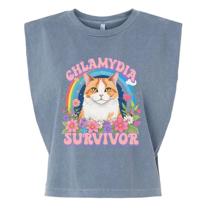 Chlamydia Survivor Funny Cat Meme Garment-Dyed Women's Muscle Tee