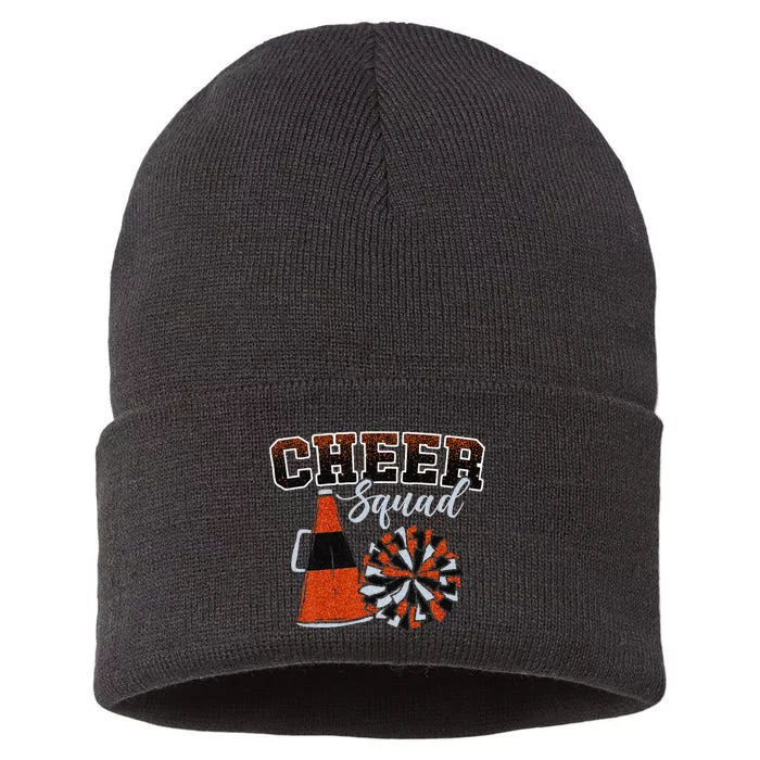 Cheer Squad Funny Cheerleader Cheerleading Orange Women Girl Sustainable Knit Beanie