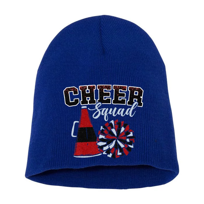 Cheer Squad Funny Cheerleader Cheerleading Red Women Girl Short Acrylic Beanie