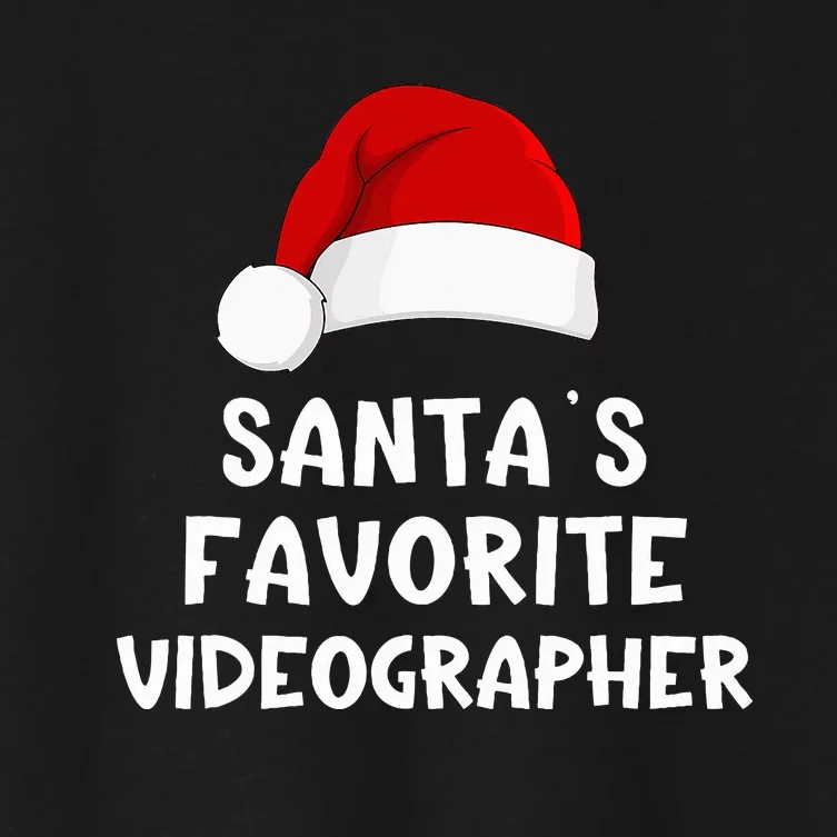 Christmas Santa's Favorite Videographer Xmas Pajama Women's Crop Top Tee