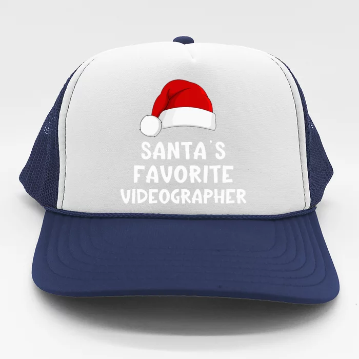 Christmas Santa's Favorite Videographer Xmas Pajama Trucker Hat