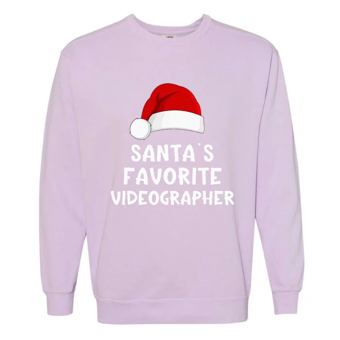 Christmas Santa's Favorite Videographer Xmas Pajama Garment-Dyed Sweatshirt